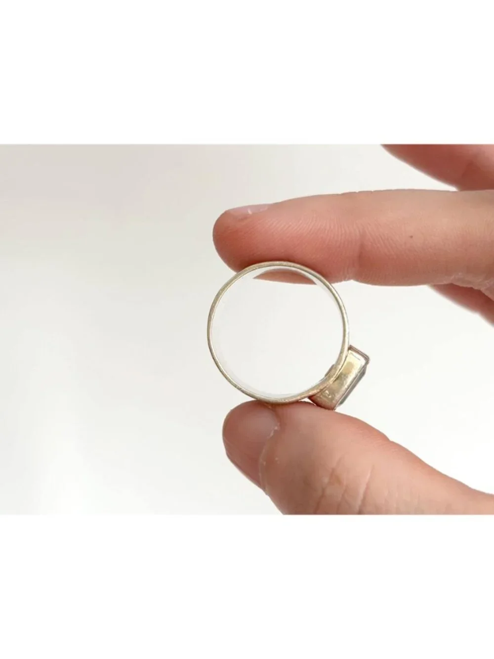 Citrine Semi Precious Gemstone Sterling Silver 925 Vintage Ring - sz 9.75